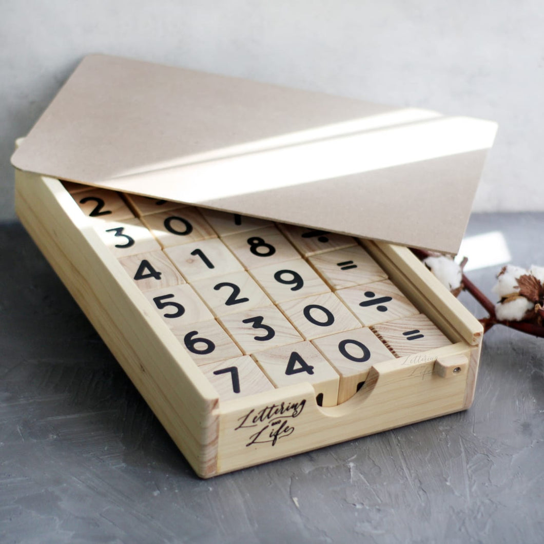 ALPHABET AND NUMBER WOODEN BOX (WITHOUT LETTERING)